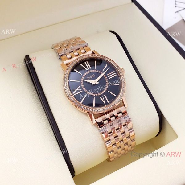 Best Copy Piaget Ladies Quartz Watches Stainless Steel Black Face 36mm Best Copy Piaget Ladies Quartz Watches Stainless Steel Black Face 36mm