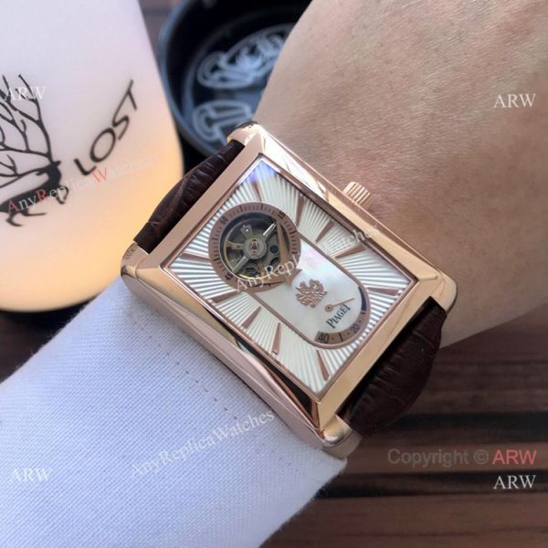 2019 Replica Piaget Black Tie Watches Power Reserve Face Brown Leather Band 2019 Replica Piaget Black Tie Watches Power Reserve Face Brown Leather Band