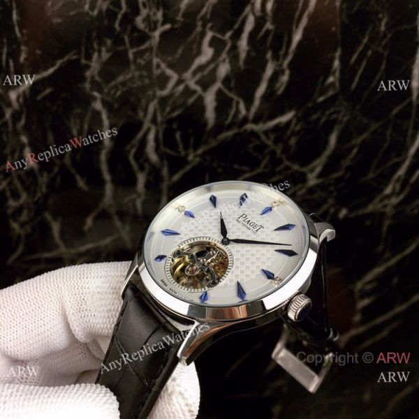 Piaget Polo Tourbillon Copy Watches White Dial Black Leather Strap Piaget Polo Tourbillon Copy Watches White Dial Black Leather Strap
