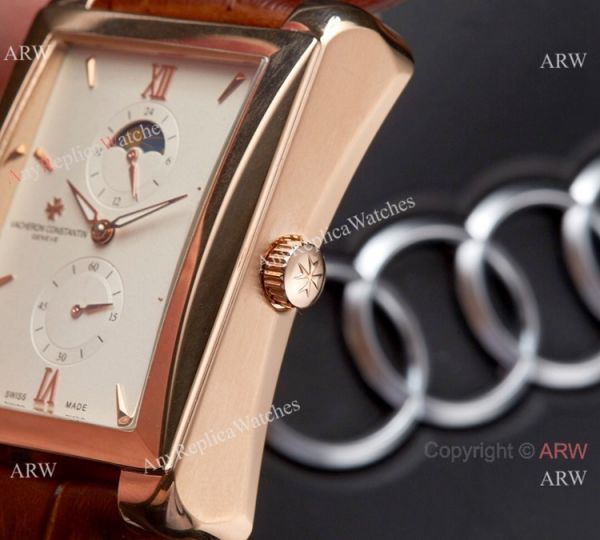 Clone Vacheron Constantin Moonphase Watch Rose Gold Brown Leather Strap Clone Vacheron Constantin Moonphase Watch Rose Gold Brown Leather Strap