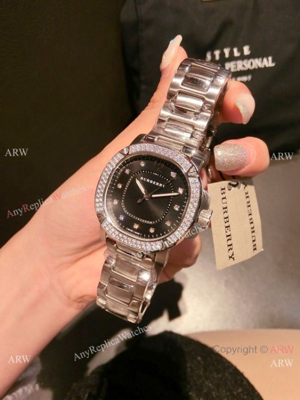 Replica Burberry Stainless Steel Black Dial Quartz Watch 34mm Women Replica Burberry Stainless Steel Black Dial Quartz Watch 34mm Women