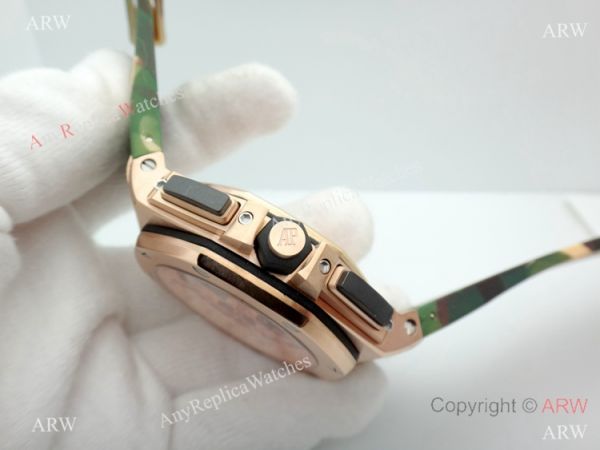 44mm Audemars Piguet Royal Oak Offshore Replica Watch Rose Gold Camouflage Strap 44mm Audemars Piguet Royal Oak Offshore Replica Watch Rose Gold Camouflage Strap
