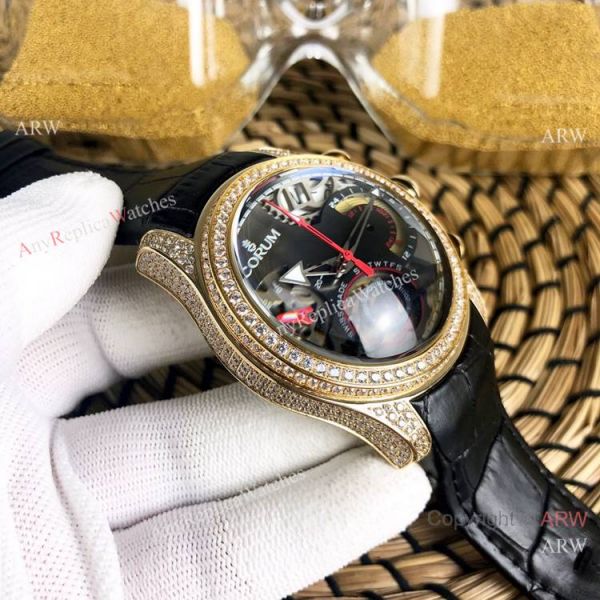 Replica Bubble Corum Watch Diamond Bezel Gold Case Silver Chronograph Dial Replica Bubble Corum Watch Diamond Bezel Gold Case Silver Chronograph Dial