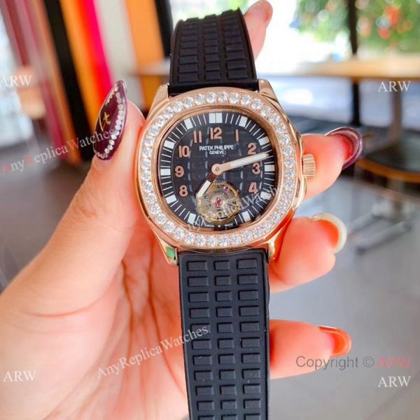 Clone Patek Philippe Aquanaut Tourbillon Women Watches Rose Gold Diamond Bezel Clone Patek Philippe Aquanaut Tourbillon Women Watches Rose Gold Diamond Bezel