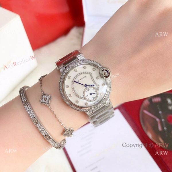 Ballon Bleu de Cartier 36mm Quartz Watches Rose Gold White MOP Dial Ballon Bleu de Cartier 36mm Quartz Watches Rose Gold White MOP Dial