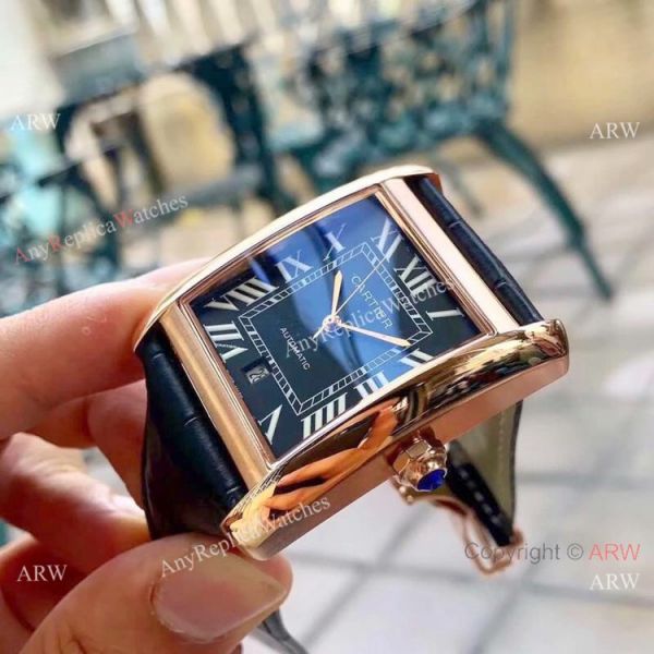 Buy Replica CARTIER Tank Automatic Watches SS Black Dial Buy Replica CARTIER Tank Automatic Watches SS Black Dial