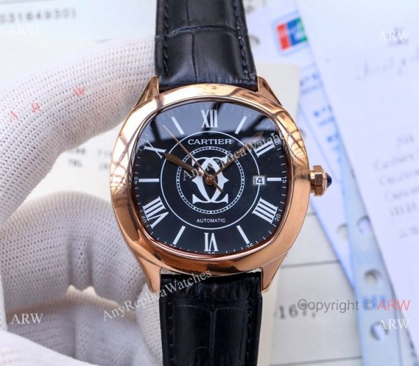Copy Cartier Drive De automatic Watches Black Leather Strap Copy Cartier Drive De automatic Watches Black Leather Strap