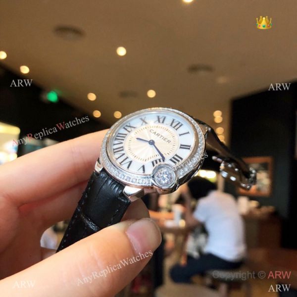 High Quality Cartier White Roman Dial Diamond Watch 36mm High Quality Cartier White Roman Dial Diamond Watch 36mm