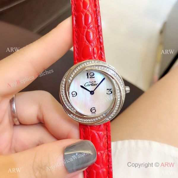 Perfect Replica Cartier Rose Gold White MOP Dial Watches For Sale Perfect Replica Cartier Rose Gold White MOP Dial Watches For Sale