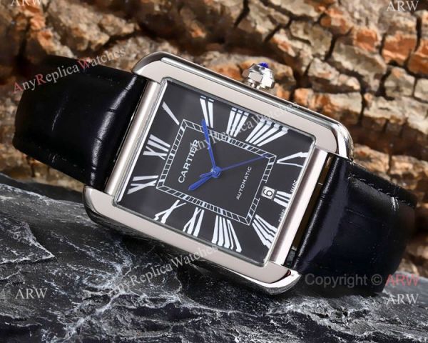 Replica Cartier Tank Solo Stainless Steel Black Roman Dial Watch Automatic Replica Cartier Tank Solo Stainless Steel Black Roman Dial Watch Automatic