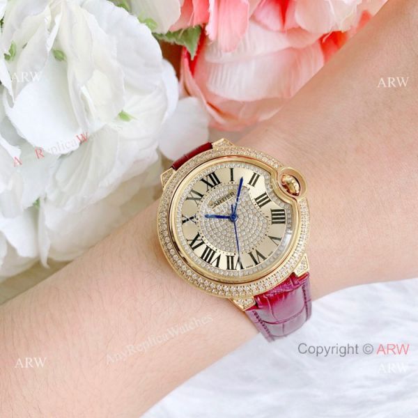 Best Quality Copy Cartier Ballon Bleu De Quartz Watch Yellow Gold Diamond Best Quality Copy Cartier Ballon Bleu De Quartz Watch Yellow Gold Diamond