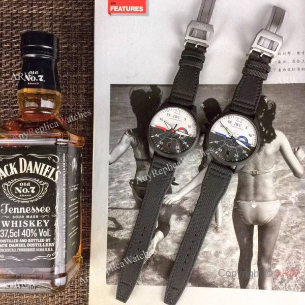 Swiss Replica IWC Pilots Top Gun SS Black Leather Strap Watch Swiss Replica IWC Pilots Top Gun SS Black Leather Strap Watch