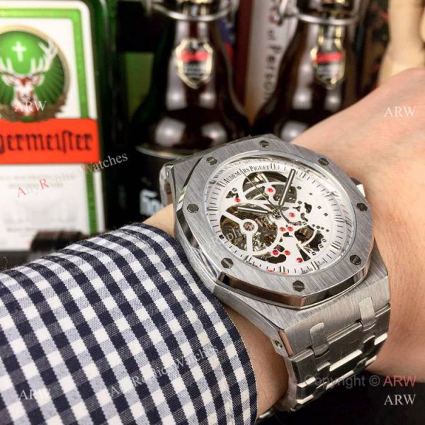 Audemars Piguet Royal Oak Stainless Steel Black Dial Fake AP Skeleton Watch Audemars Piguet Royal Oak Stainless Steel Black Dial Fake AP Skeleton Watch