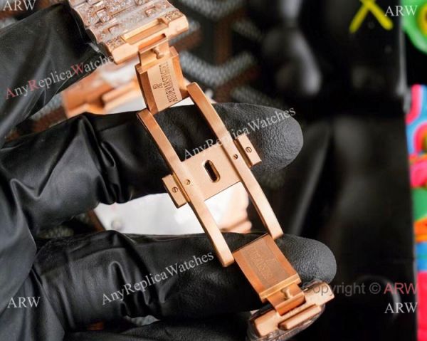 Rose Gold Royal Oak Offshore AP Iced Out Replica Watch for Sale Rose Gold Royal Oak Offshore AP Iced Out Replica Watch for Sale