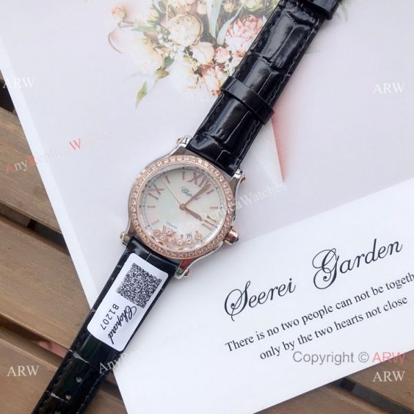 Copy Chopard Happy Sport 36mm Watch SS Diamond White MOP Dial Copy Chopard Happy Sport 36mm Watch SS Diamond White MOP Dial