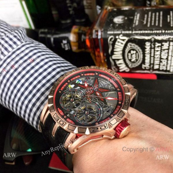 Best Replica Roger Dubuis Excalibur Double Tourbillon Watch Rose Gold Skeleton Face Best Replica Roger Dubuis Excalibur Double Tourbillon Watch Rose Gold Skeleton Face