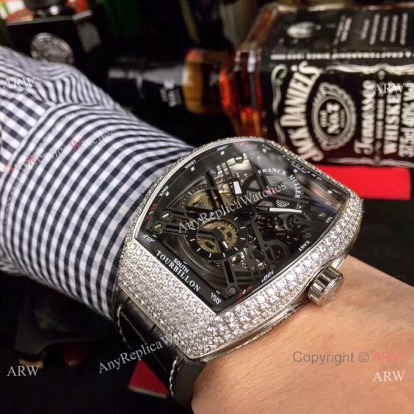 High Quality Franck Muller Vanguard Replica Watch Diamond Case Skeleton Dial High Quality Franck Muller Vanguard Replica Watch Diamond Case Skeleton Dial