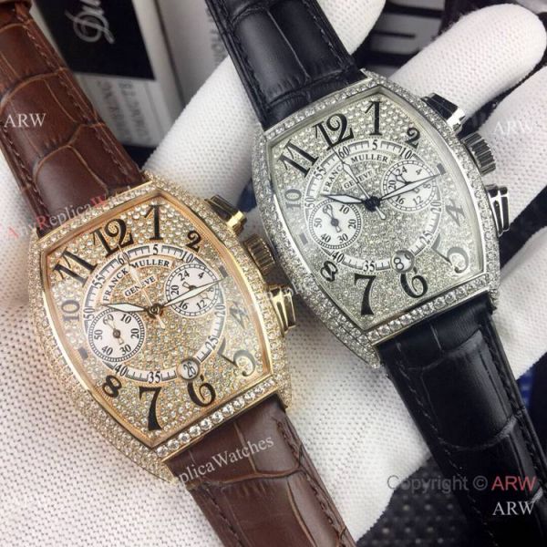 New Copy Franck Muller Mariner Chronograph Iced Out Watch Black Leather Strap New Copy Franck Muller Mariner Chronograph Iced Out Watch Black Leather Strap