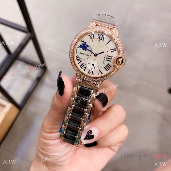 Copy Cartier Ballon Blue de 36mm Black Ceramic and Rose Gold Watch Copy Cartier Ballon Blue de 36mm Black Ceramic and Rose Gold Watch