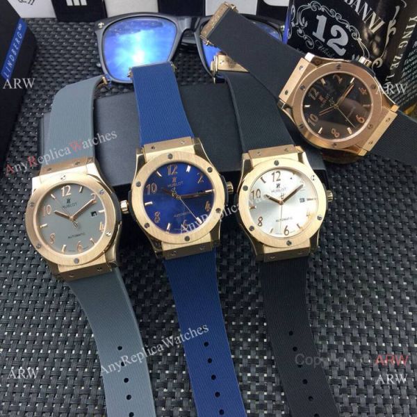 Replica Hublot Classic Fusion 43mm Watches Silver Dial Rose Gold Replica Hublot Classic Fusion 43mm Watches Silver Dial Rose Gold