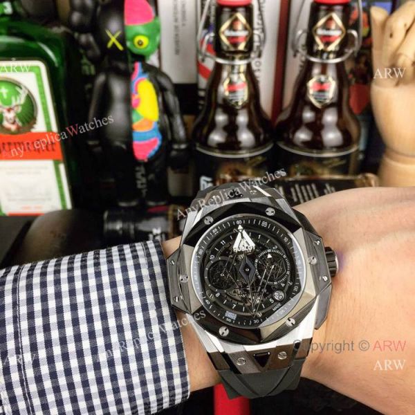 2019 Replica Hublot Big Bang Sang Bleu II Watches Stainless Steel Skeleton Dial 2019 Replica Hublot Big Bang Sang Bleu II Watches Stainless Steel Skeleton Dial