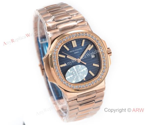 OE Factory Patek Philippe 5713G Nautilus Watches Copy Rose Gold Diamond bezel OE Factory Patek Philippe 5713G Nautilus Watches Copy Rose Gold Diamond bezel