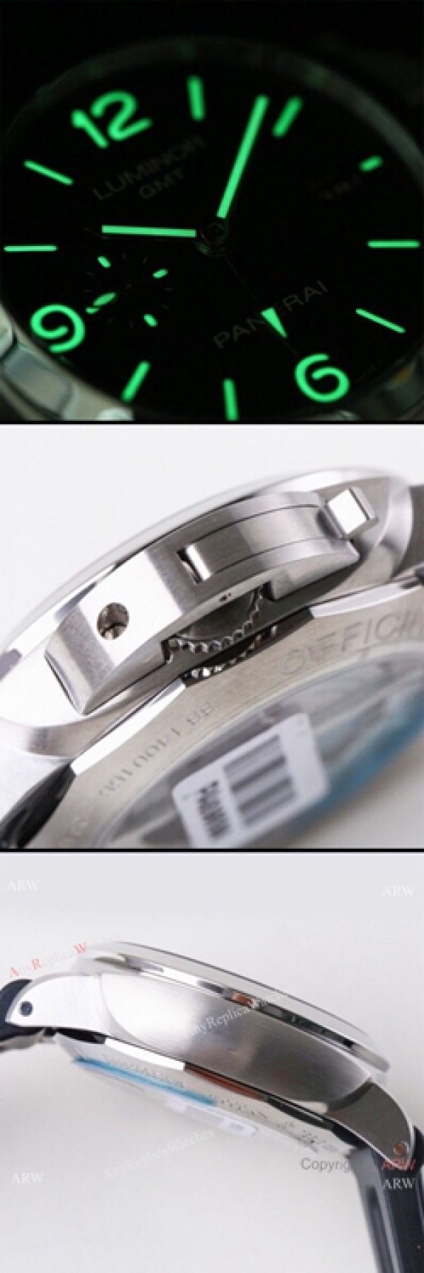 (VS) Super Clone Panerai Luminor 1950 GMT 44mm Watch Black Dial Rubber Strap (VS) Super Clone Panerai Luminor 1950 GMT 44mm Watch Black Dial Rubber Strap