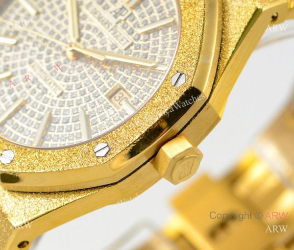 N9 Factory Audemars Piguet Royal Oak Frosted Gold Swiss 3120 Watch w-Diamond N9 Factory Audemars Piguet Royal Oak Frosted Gold Swiss 3120 Watch w-Diamond