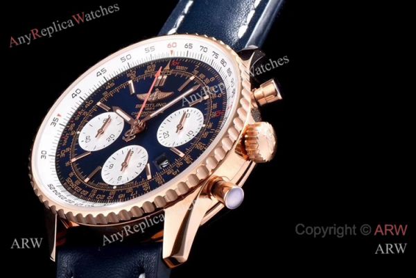 JF Factory Breitling Navitimer 01 Rose Gold Blue Face Watch Super Clone JF Factory Breitling Navitimer 01 Rose Gold Blue Face Watch Super Clone