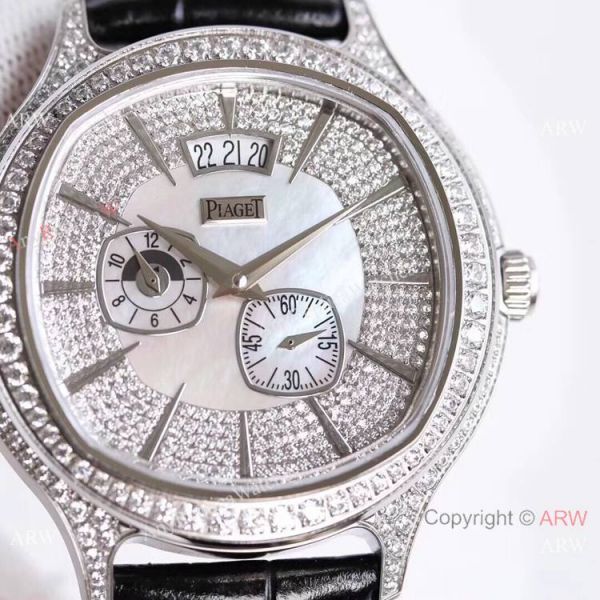 Swiss Grade Piaget Emperador Coussin Dual Time Zone Watch SS Diamond Swiss Grade Piaget Emperador Coussin Dual Time Zone Watch SS Diamond