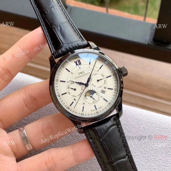 IWC Portugieser Annual Calendar Watches White Dial Black Leather Strap IWC Portugieser Annual Calendar Watches White Dial Black Leather Strap