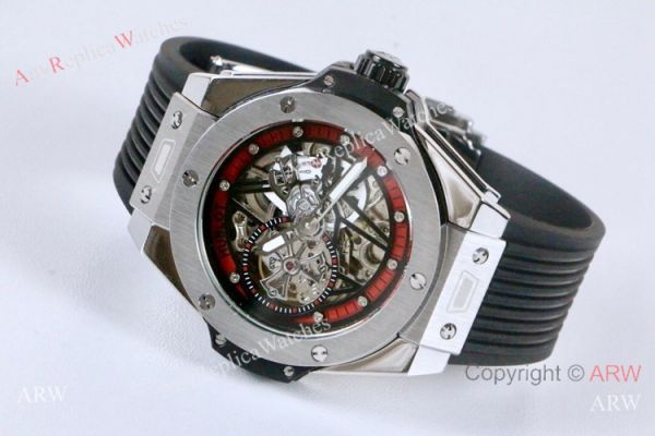 New Fake Hublot Geneve Big Bang Skeleton Watch Red Inner Rubber Strap New Fake Hublot Geneve Big Bang Skeleton Watch Red Inner Rubber Strap