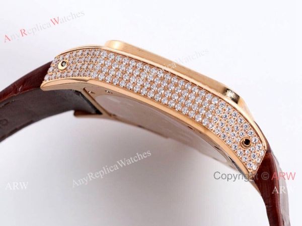 High Quality Cartier Santos De Diamond Case Brown Dial Wrist Automatic High Quality Cartier Santos De Diamond Case Brown Dial Wrist Automatic
