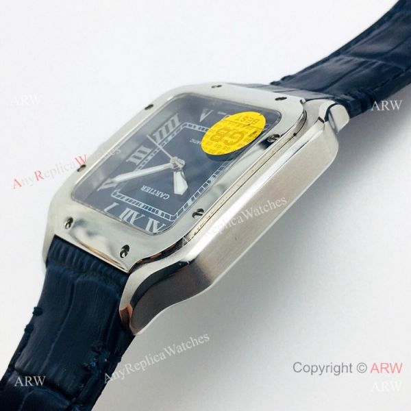 (GB) Swiss Copy Cartier Santos De Mens Watch Blue Dial Blue Leather Strap (GB) Swiss Copy Cartier Santos De Mens Watch Blue Dial Blue Leather Strap