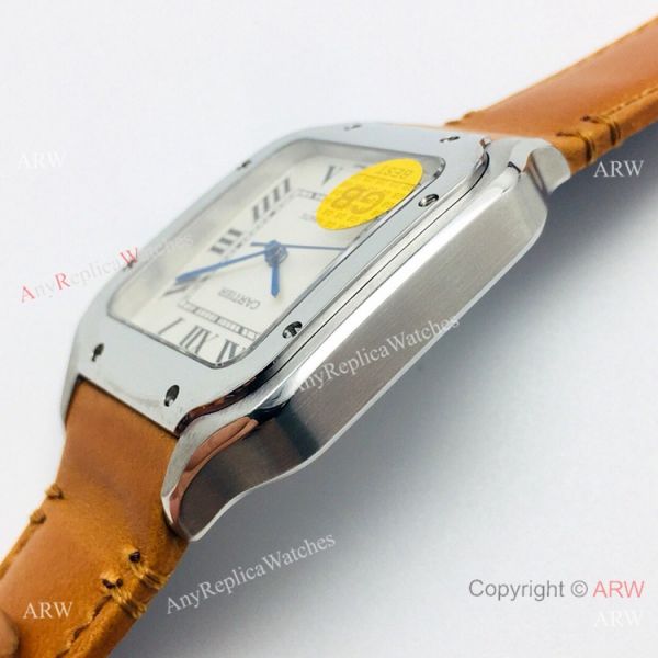 (GB) SWISS Replica Cartier Santos De SS Brown Leather Strap Watch (GB) SWISS Replica Cartier Santos De SS Brown Leather Strap Watch