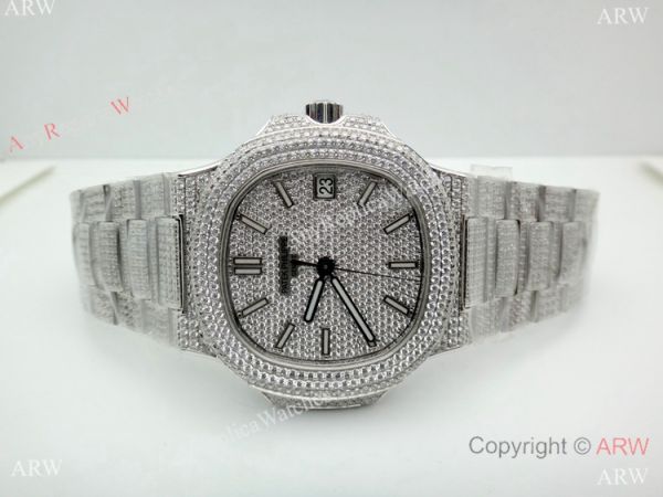 Best Replica Iced Out Patek Philippe Nautilus Men Watch Swiss Grade 1 Best Replica Iced Out Patek Philippe Nautilus Men Watch Swiss Grade 1