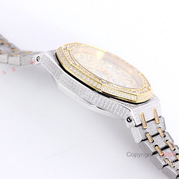 Best Replica Audemars Piguet Royal Oak Iced Out Watch Two Tone Diamond Dial Best Replica Audemars Piguet Royal Oak Iced Out Watch Two Tone Diamond Dial