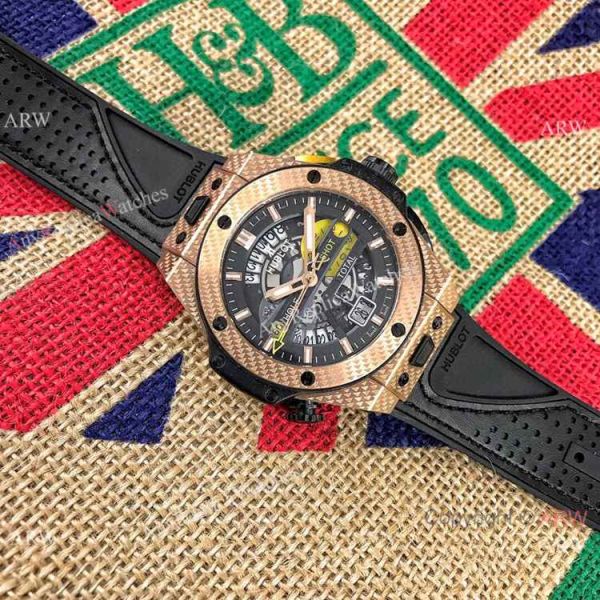 NEW Hublot Big Bang Unico Golf Replica Watch Rose Gold Gummy Strap NEW Hublot Big Bang Unico Golf Replica Watch Rose Gold Gummy Strap