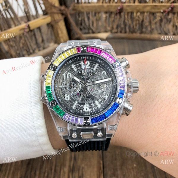 Hublot Big Bang Unico Replica Watches Rainbow Bezel Skeleton Dial Hublot Clear Watch Hublot Big Bang Unico Replica Watches Rainbow Bezel Skeleton Dial Hublot Clear Watch