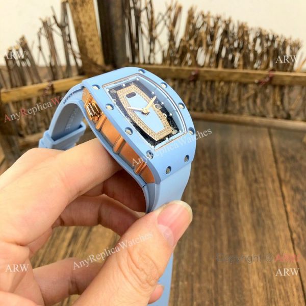 Replica Richard Mille RM037 Automatic Lady Watch Blue Ceramic Rose Gold Crown Replica Richard Mille RM037 Automatic Lady Watch Blue Ceramic Rose Gold Crown