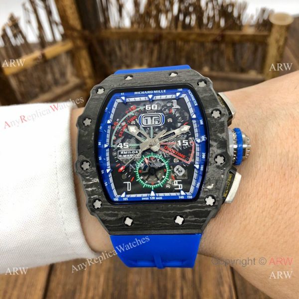 New Richard Mille rm11-04 Men Watch Carbon Case Blue Rubber Strap New Richard Mille rm11-04 Men Watch Carbon Case Blue Rubber Strap