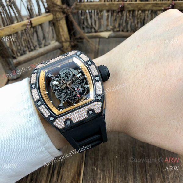 SWISS Replica Richard Mille Rm055 Rose Gold Diamond Watch V2 version SWISS Replica Richard Mille Rm055 Rose Gold Diamond Watch V2 version