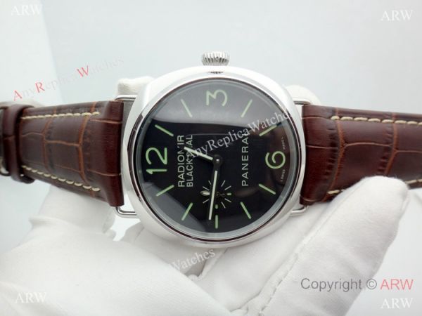 Panerai PAM183 Black Seal Watch SS Brown Leather Strap Panerai PAM183 Black Seal Watch SS Brown Leather Strap
