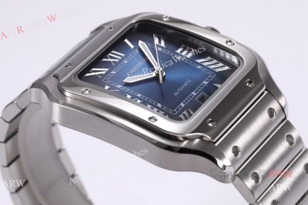 BV Factory 1:1 Copy Cartier Santos Mens Watch Cartier Santos Blue Dial Steel Watches BV Factory 1:1 Copy Cartier Santos Mens Watch Cartier Santos Blue Dial Steel Watches
