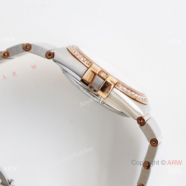 Swiss Quality Omega Constellation Double Eagle Couple Watch 2-Tone Rose Gold Diamond Bezel Swiss Quality Omega Constellation Double Eagle Couple Watch 2-Tone Rose Gold Diamond Bezel