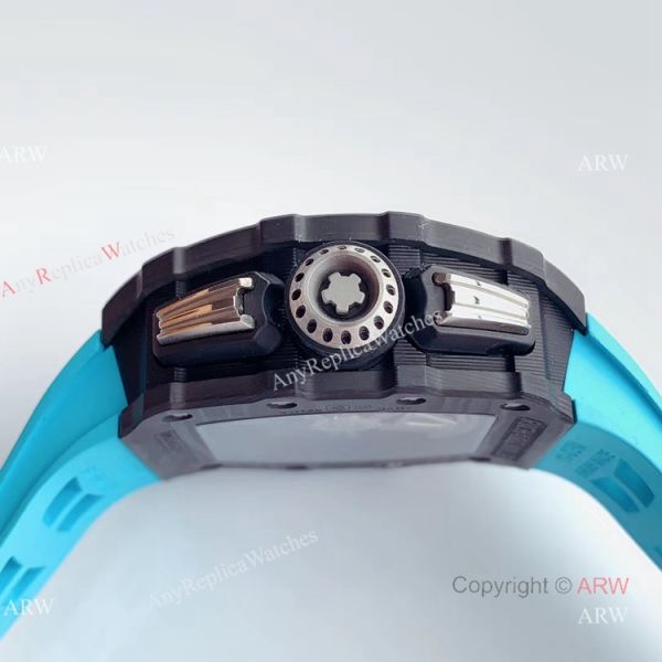 KV Factory V2 Upgraded Knockoff Richard Mille RM011 Carbon Watch With Blue Rubber Bracelet KV Factory V2 Upgraded Knockoff Richard Mille RM011 Carbon Watch With Blue Rubber Bracelet