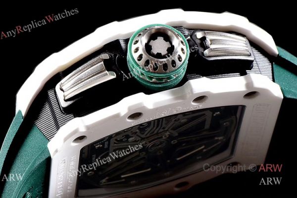 KV Factory Knockoff Richard Mille Green Rubber White Ceramic Replica Watch RM11-03 KV Factory Knockoff Richard Mille Green Rubber White Ceramic Replica Watch RM11-03