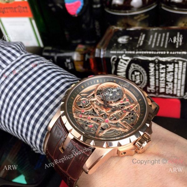 Roger Dubuis Excalibur Spider Men Watches Rose Gold Skeleton Face Roger Dubuis Excalibur Spider Men Watches Rose Gold Skeleton Face