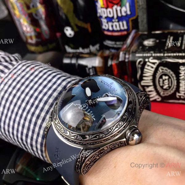 AAA Replica Corum Bubble Skull Watch Stainless Steel Tattoo Blue Dial AAA Replica Corum Bubble Skull Watch Stainless Steel Tattoo Blue Dial