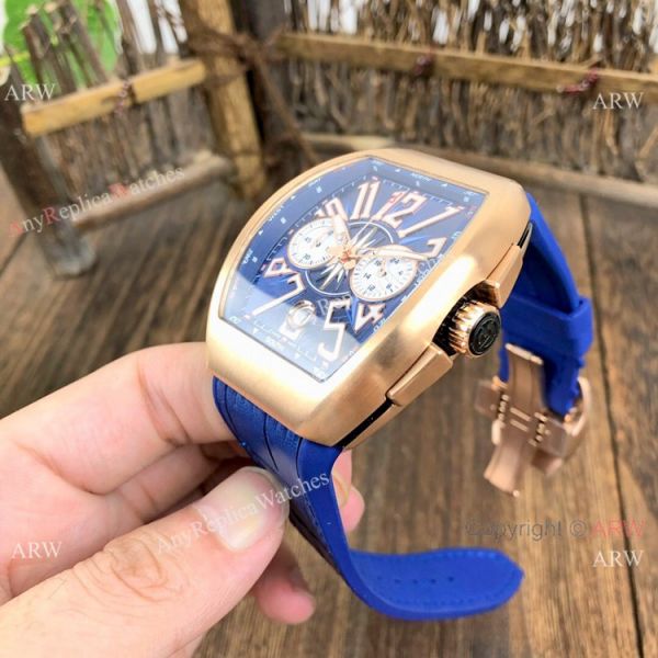 Fake Franck Muller Yachting Chronograph Men Watch Rose Gold and Blue Fake Franck Muller Yachting Chronograph Men Watch Rose Gold and Blue